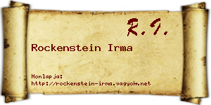 Rockenstein Irma névjegykártya